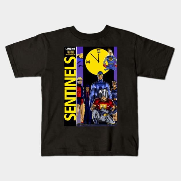 Watchmen: original Charlton characters on a Watchmen cover design Kids T-Shirt by thecountingtree